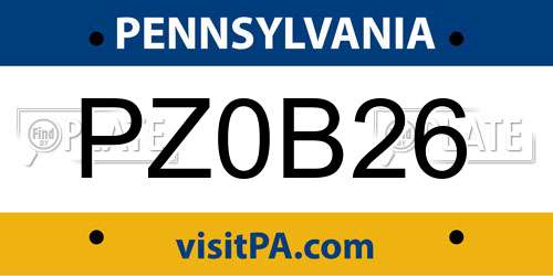 PZ0B26 Pennsylvania License Plate