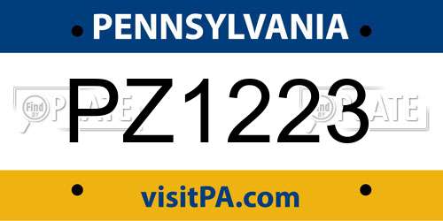 PZ1223 Pennsylvania License Plate