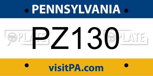 PZ130 Pennsylvania License Plate