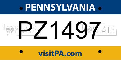 PZ1497 Pennsylvania License Plate