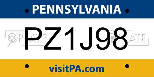 PZ1J98 Pennsylvania License Plate