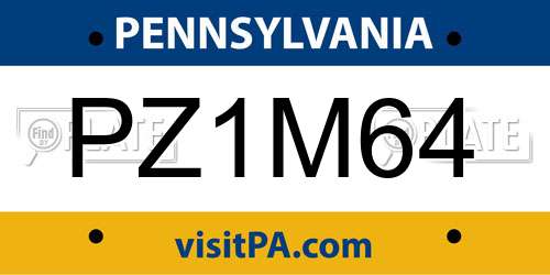 PZ1M64 Pennsylvania License Plate