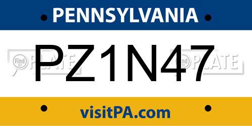 PZ1N47 Pennsylvania License Plate