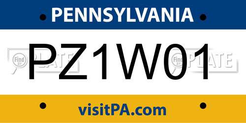 PZ1W01 Pennsylvania License Plate