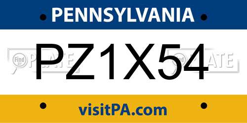 PZ1X54 Pennsylvania License Plate