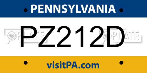 PZ212D Pennsylvania License Plate
