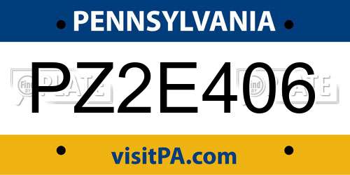 PZ2E406 Pennsylvania License Plate