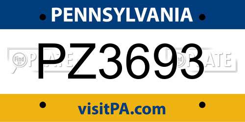 PZ3693 Pennsylvania License Plate
