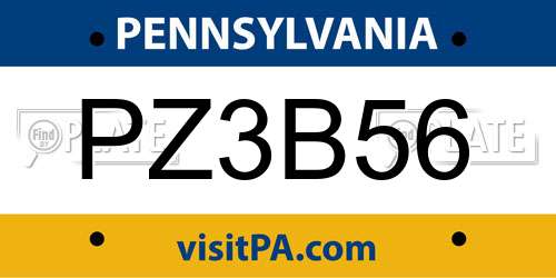PZ3B56 Pennsylvania License Plate