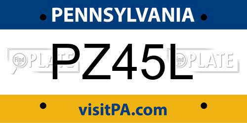 PZ45L Pennsylvania License Plate