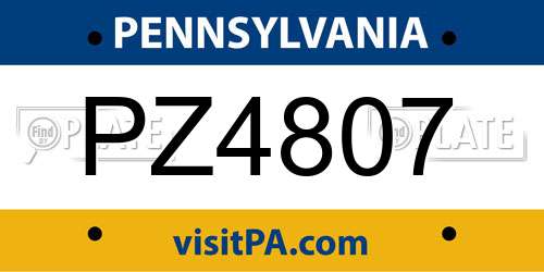 PZ4807 Pennsylvania License Plate