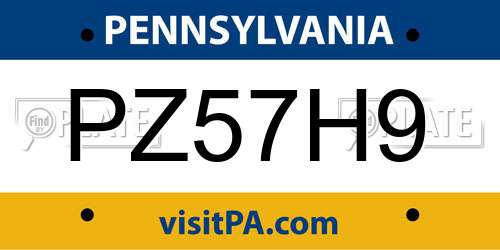 PZ57H9 Pennsylvania License Plate