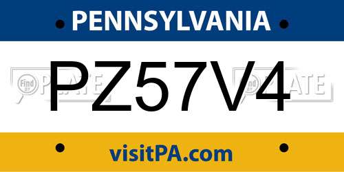 PZ57V4 Pennsylvania License Plate