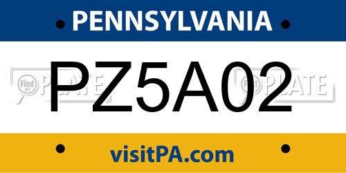 PZ5A02 Pennsylvania License Plate