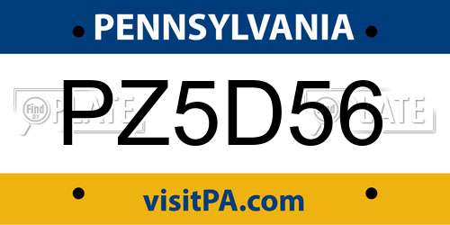 PZ5D56 Pennsylvania License Plate