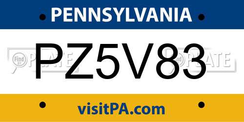 PZ5V83 Pennsylvania License Plate