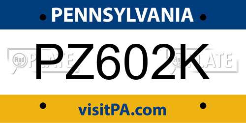 PZ602K Pennsylvania License Plate