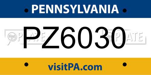 PZ6030 Pennsylvania License Plate