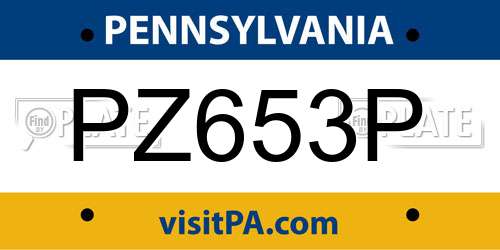 PZ653P Pennsylvania License Plate