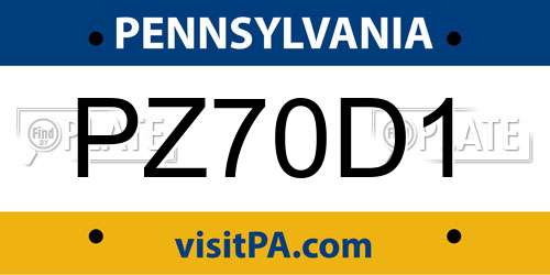 PZ70D1 Pennsylvania License Plate