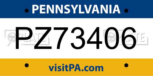 PZ73406 Pennsylvania License Plate