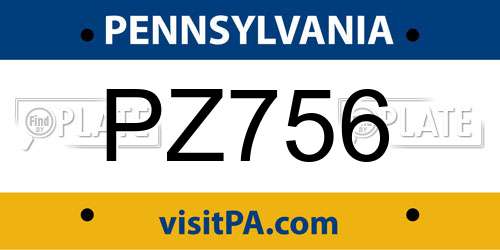 PZ756 Pennsylvania License Plate