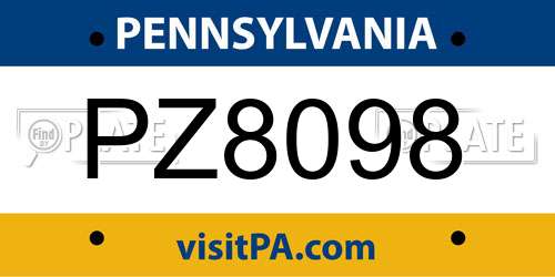 PZ8098 Pennsylvania License Plate