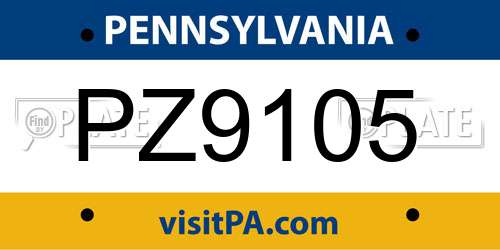 PZ9105 Pennsylvania License Plate