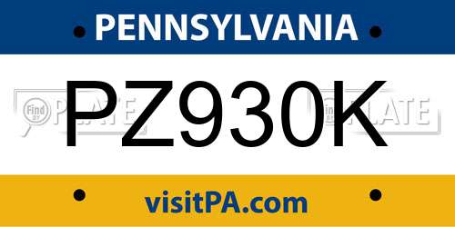 PZ930K Pennsylvania License Plate
