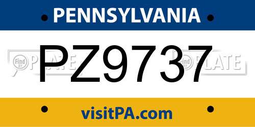 PZ9737 Pennsylvania License Plate