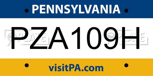 PZA109H Pennsylvania License Plate