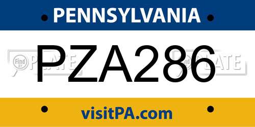 PZA286 Pennsylvania License Plate