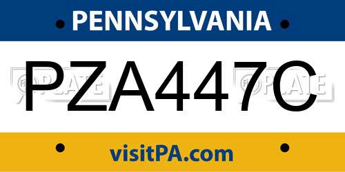 PZA447C Pennsylvania License Plate