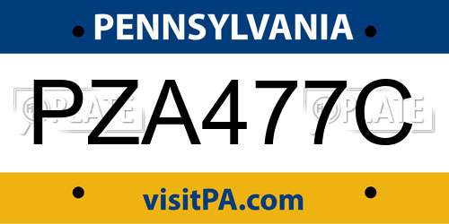 PZA477C Pennsylvania License Plate
