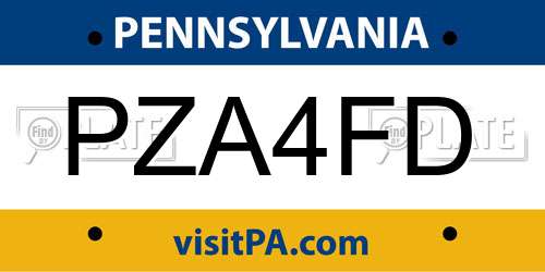 PZA4FD Pennsylvania License Plate