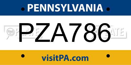 PZA786 Pennsylvania License Plate