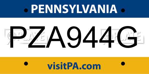 PZA944G Pennsylvania License Plate