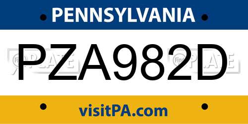 PZA982D Pennsylvania License Plate