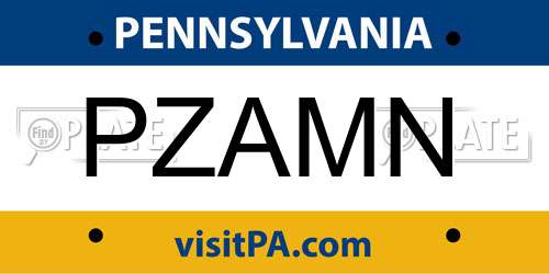 PZAMN Pennsylvania License Plate