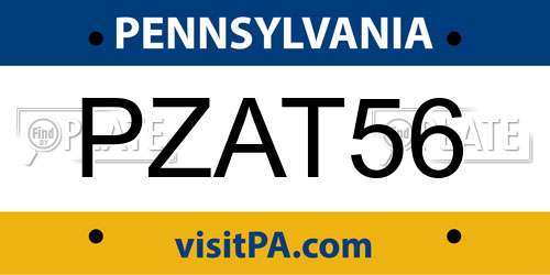 PZAT56 Pennsylvania License Plate