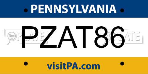 PZAT86 Pennsylvania License Plate