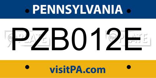 PZB012E Pennsylvania License Plate