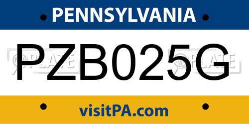 PZB025G Pennsylvania License Plate