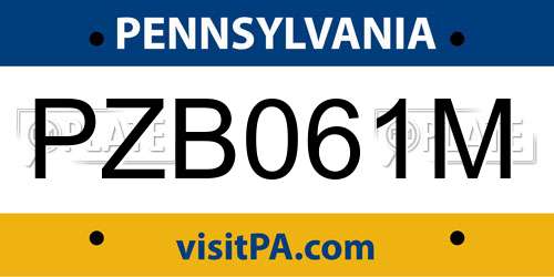 PZB061M Pennsylvania License Plate