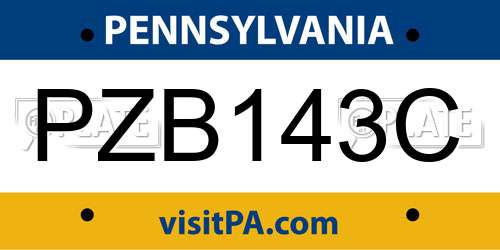PZB143C Pennsylvania License Plate