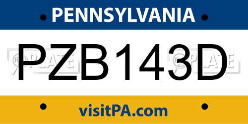 PZB143D Pennsylvania License Plate