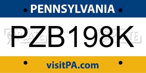 PZB198K Pennsylvania License Plate