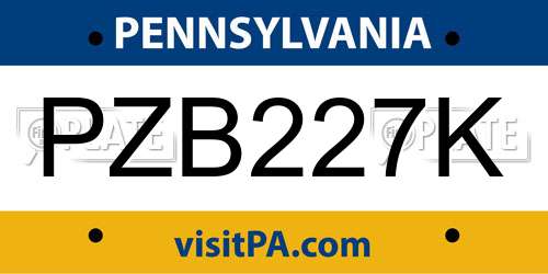 PZB227K Pennsylvania License Plate