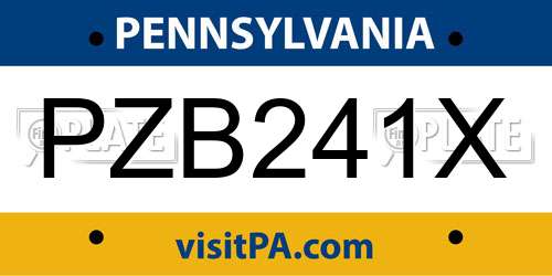 PZB241X Pennsylvania License Plate