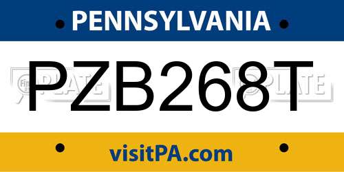 PZB268T Pennsylvania License Plate